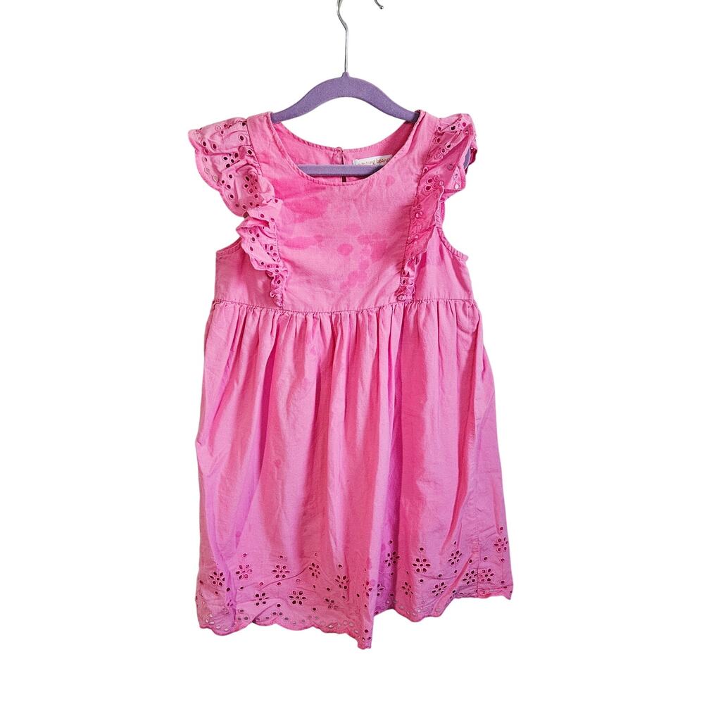 Jumping Beans Girls Size 6X Eyelet Lace Ruffle Dress Pink Cotton Cottagecore